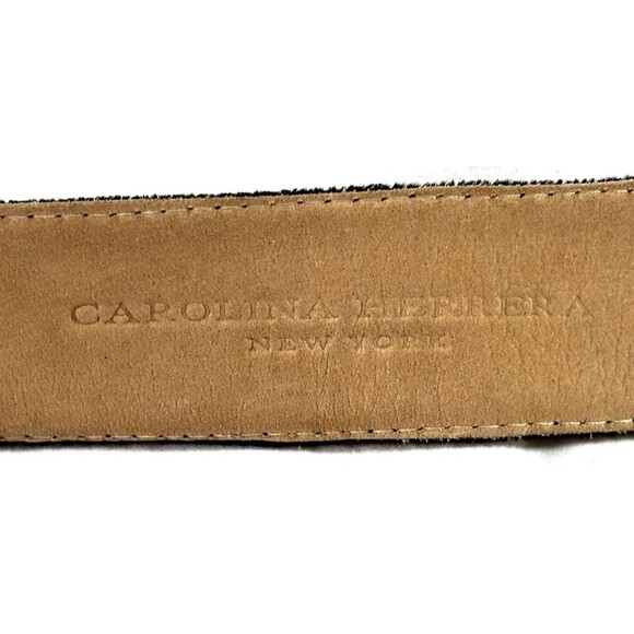 Carolina Herrera New York Black Velvet Leather Wrap Belt Snap Waist Cinch VTG